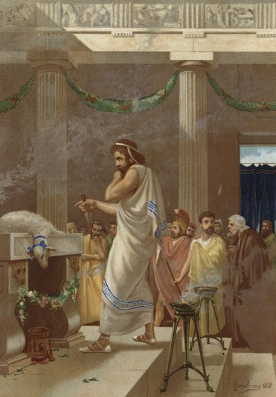 The Soothsayer Megistias Predicts the Fatal Outcome of the Battle of Thermopylae by Spanish School